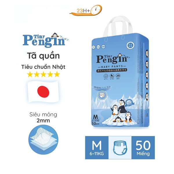 Bỉm TÃ Quần Cho Bé Tiny Pengin 23h.shop Size XL50 TÃ Thiết Kế 2 Lớp Chống Tràn Siêu Mỏng Thấm Hút Tốt