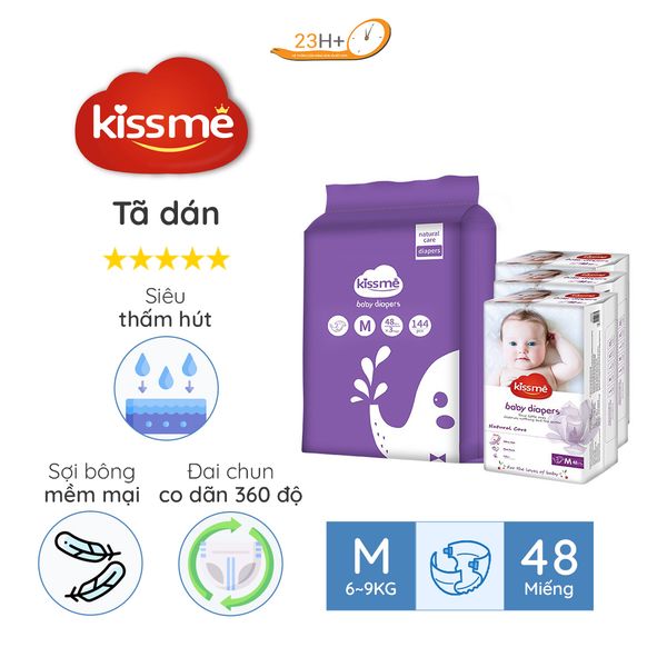 Bỉm TÃ Dán Cho Bé Kissme Size S56 23h.shop Thiết Kế 2 Lớp Chống Tràn Siêu Mỏng Thấm Hút Tốt