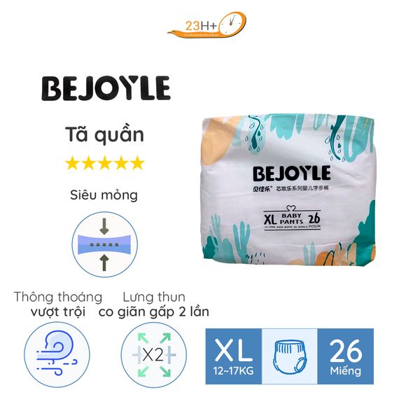 Bỉm Tã Quần Cho Bé Bejoyle 23h.shop Size XL26 Thiết Kế 2 Lớp Chống Tràn Siêu Mỏng Thấm Hút Tốt