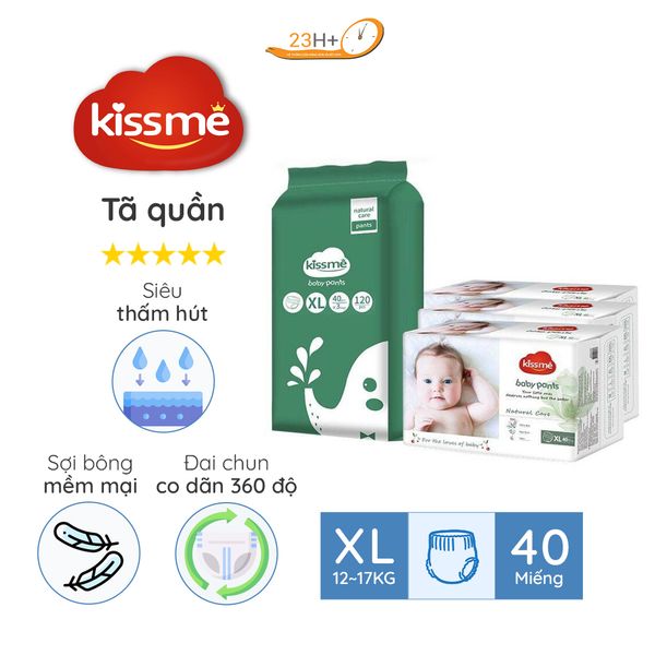 Bỉm TÃ Quần Cho Bé Kissme Size XXL36 23h.shop Thiết Kế 2 Lớp Chống Tràn Siêu Mỏng Thấm Hút Tốt