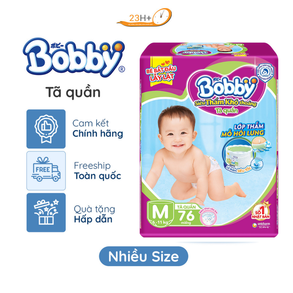 Tã Quần Bobby Siêu Thấm Khô Thoáng XL62