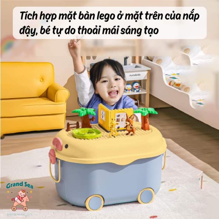 Thùng Đựng Đồ Hình Heo Nubie Cao Cấp Cho Bé Có Nắp Màu Xanh Da Trời Chất Liệu Nhựa Việt Nhật