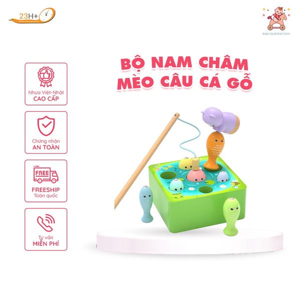 BỘ NAM CHÂM MÈO CÂU CÁ GỖ