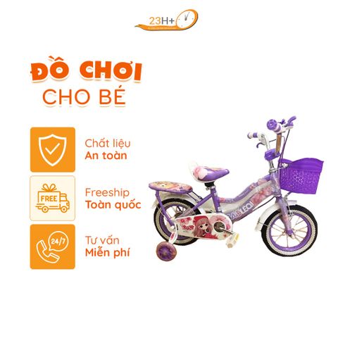 XE ĐẠP TRẺ EM 12 INCHES _ Màu Tím + Hồng