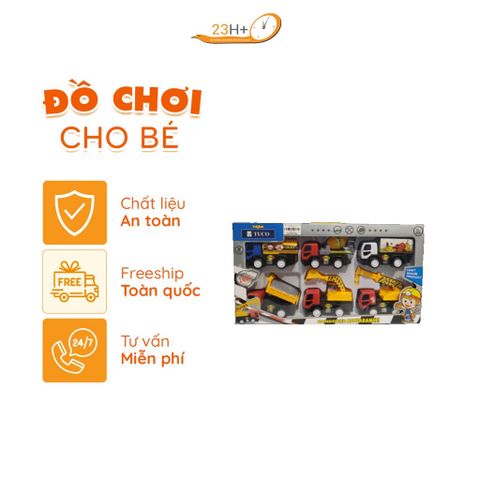 Đồ Chơi Bộ 6 Xe Công Trình Xây Dựng Chạy Đà Cho Bé