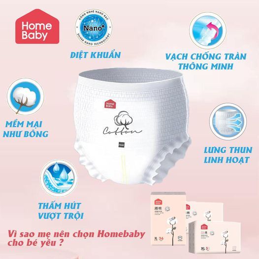 Bỉm/Tã Quần Home Baby Nội Địa Trung Cho Trẻ Em Bé Sơ Sinh XL36