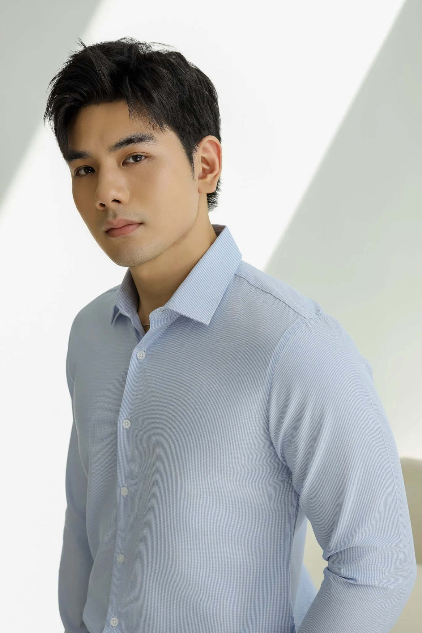 SOMI NAM 5876-1-SLIM FIT XANH SỌC NHUYỄN