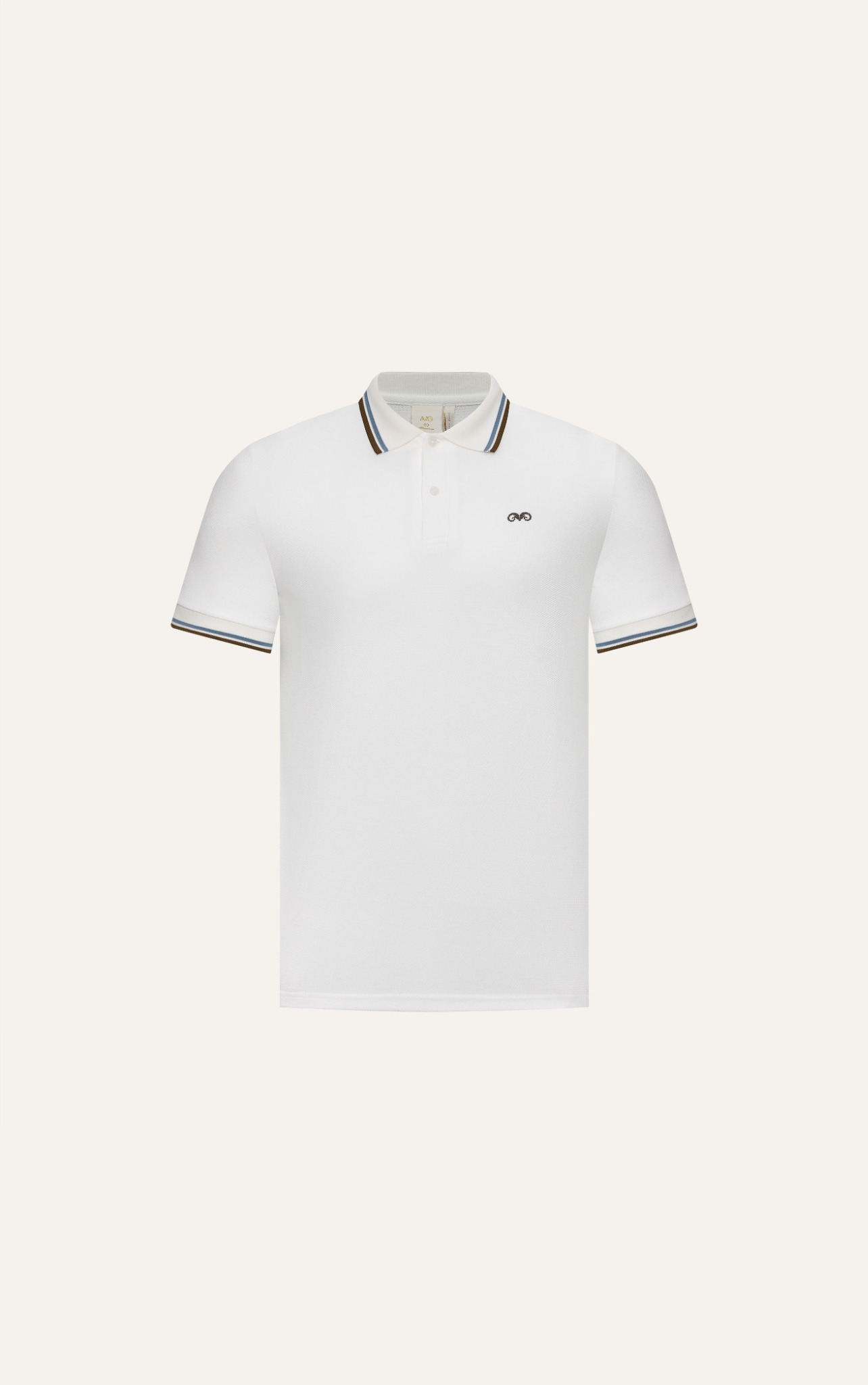 POLO NAM 6101-SLIM FIT TRẮNG VIỀN NÂU XANH