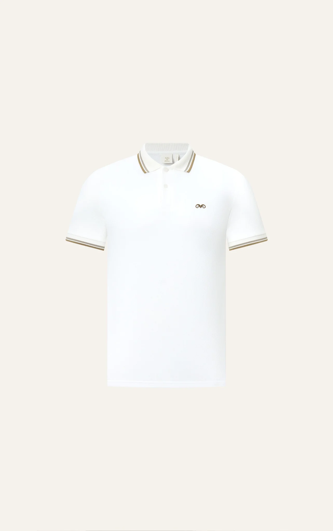 POLO NAM 6101-SLIM FIT TRẮNG VIỀN XÁM KEM