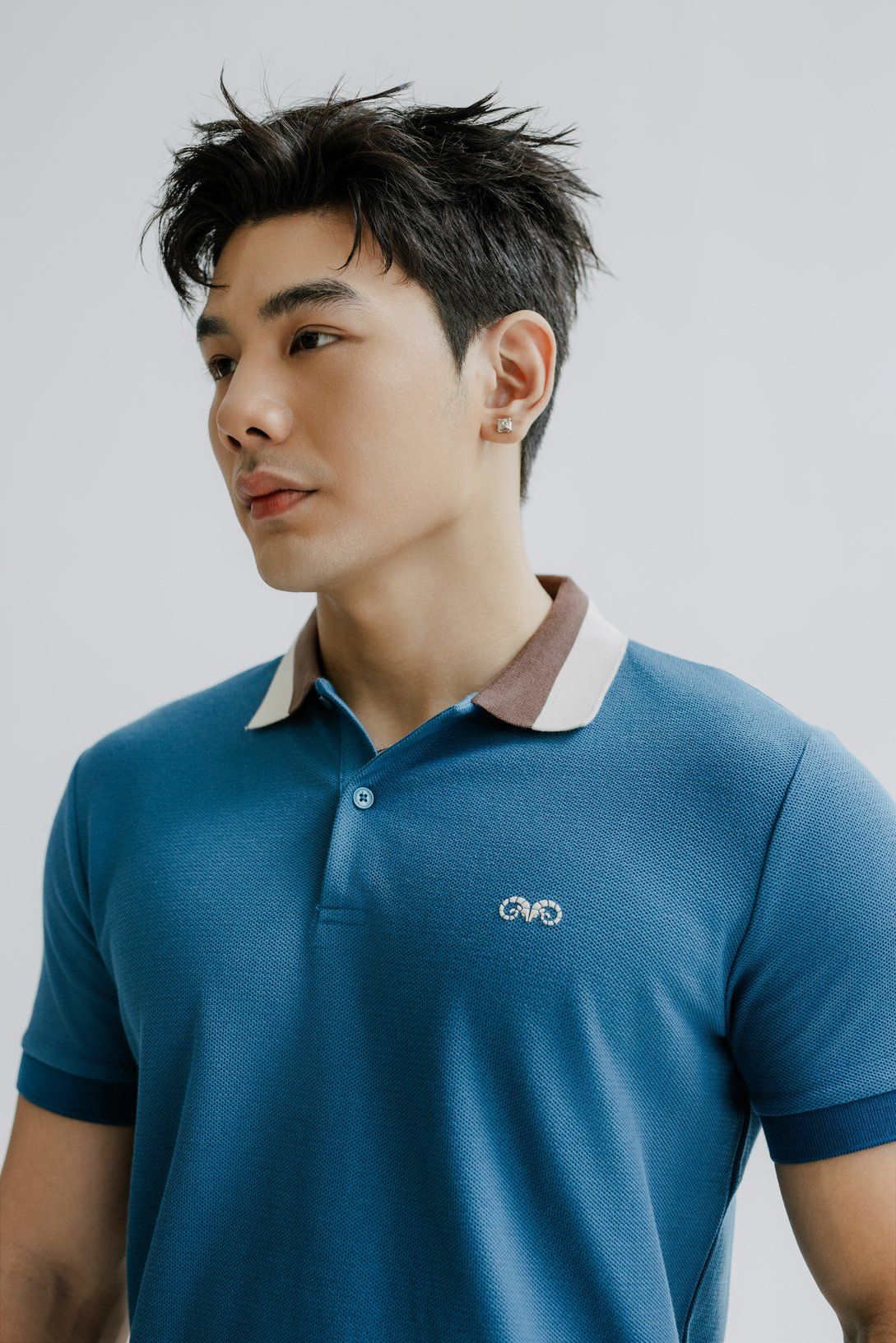 POLO NAM 880-XANH BIC CỔ KEM NÂU
