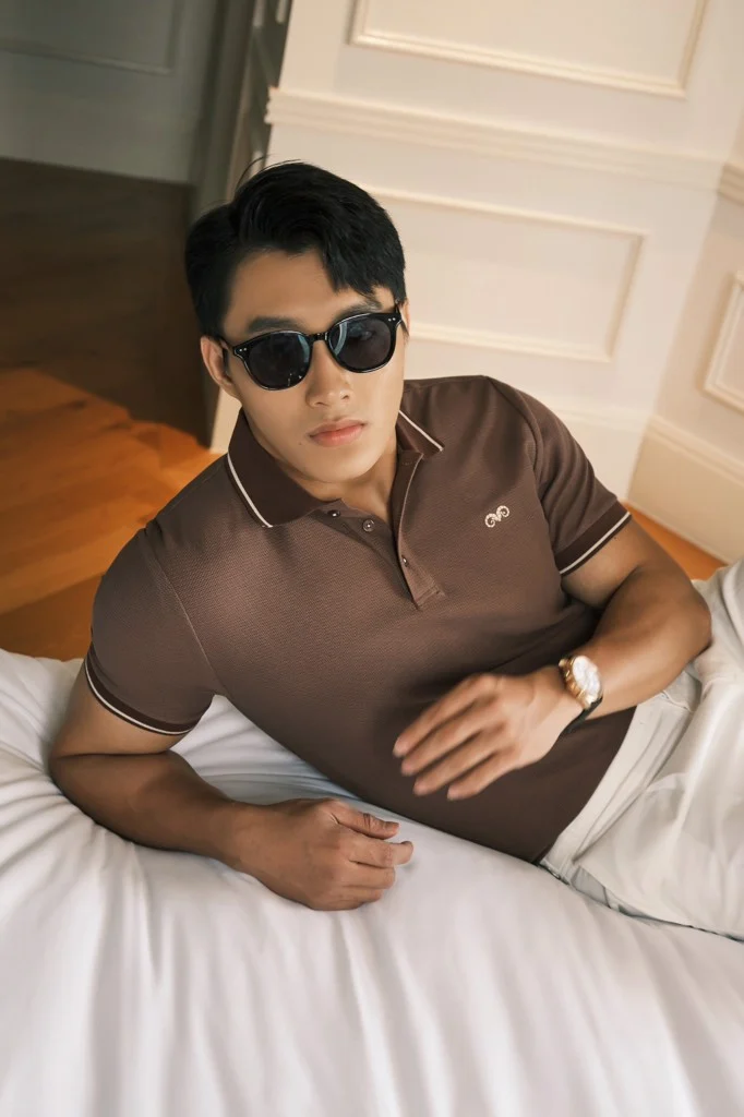 POLO NAM 8689-NÂU VIỀN KEM LBR