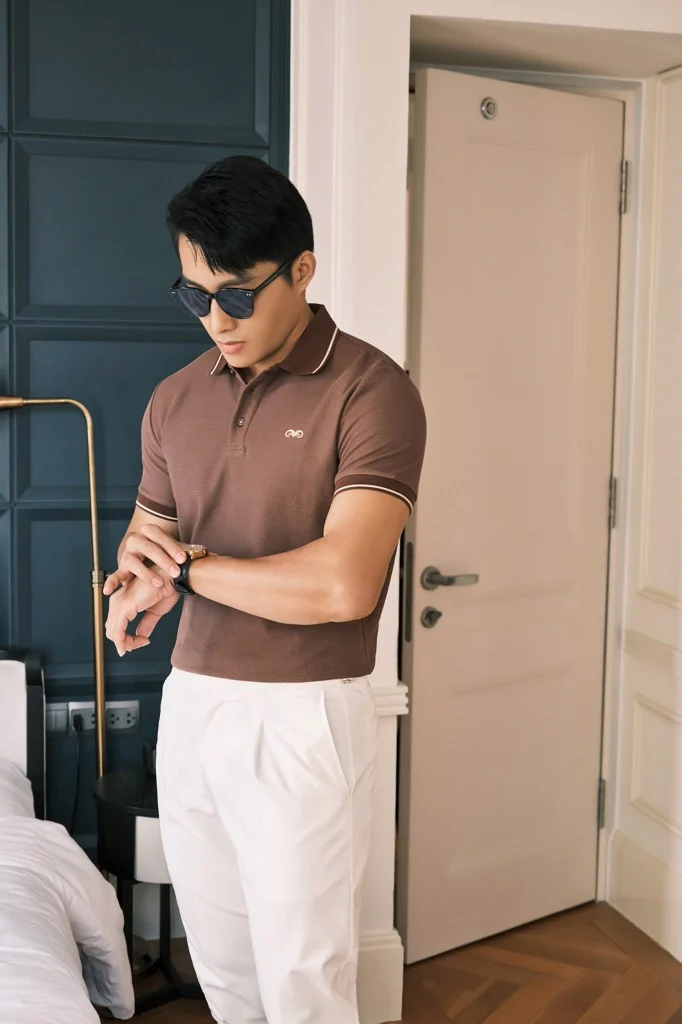 POLO NAM 8689-NÂU VIỀN KEM LBR