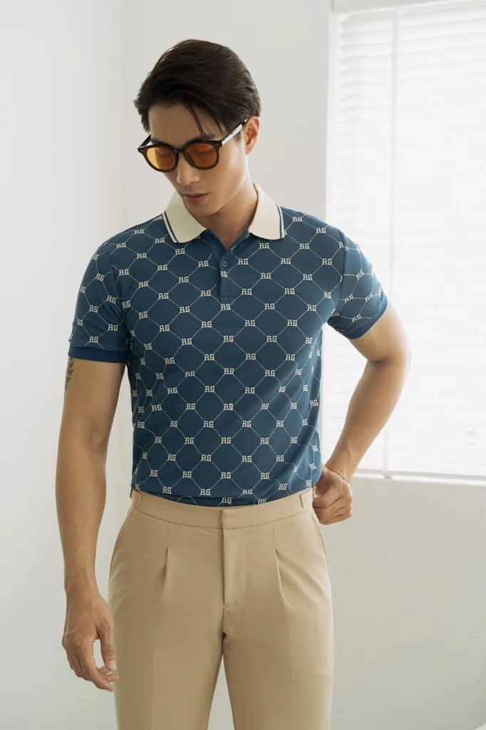 POLO NAM 8833-XANH DƯƠNG CỔ KEM