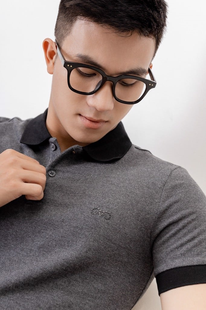 POLO NAM 8856-XÁM ĐẬM CỔ ĐEN