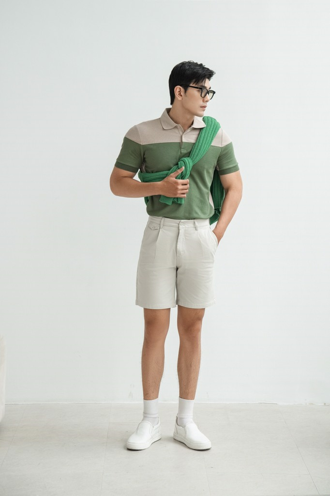 POLO NAM 8863-CỔ KEM RÊU THÂN