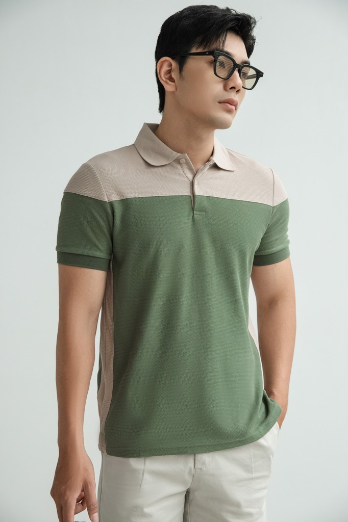 POLO NAM 8863-CỔ KEM RÊU THÂN