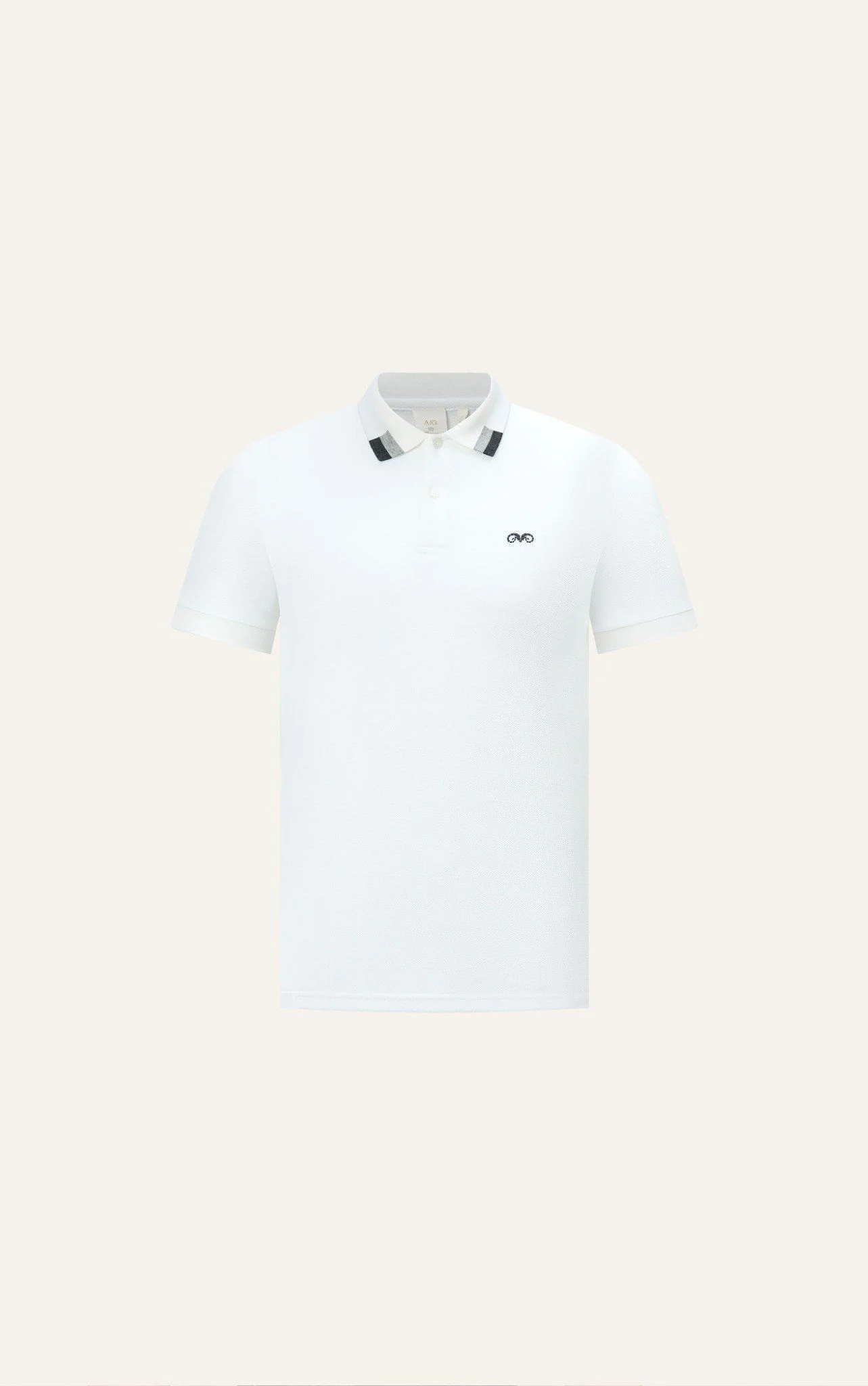 POLO NAM 8865-SLIM FIT TRẮNG GÓC CỔ XÁM