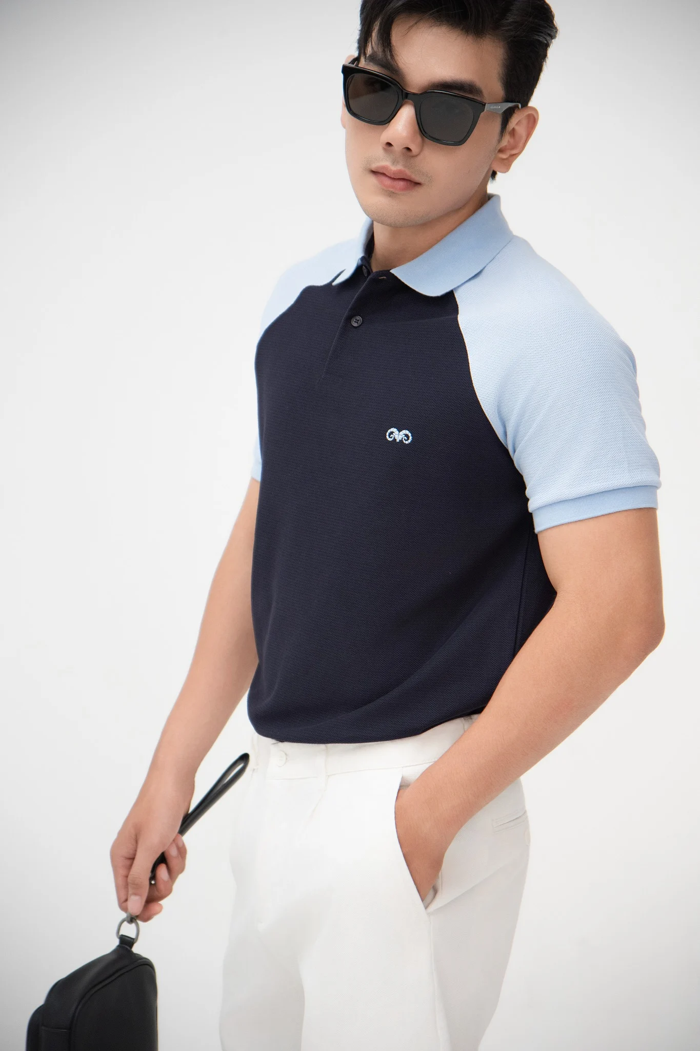 POLO NAM 8870-XANH ĐEN TAY BIỂN
