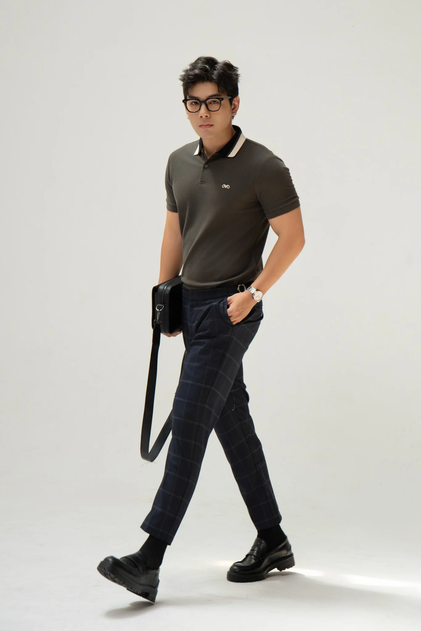 POLO NAM 8879-RÊU CỔ KEM ĐEN