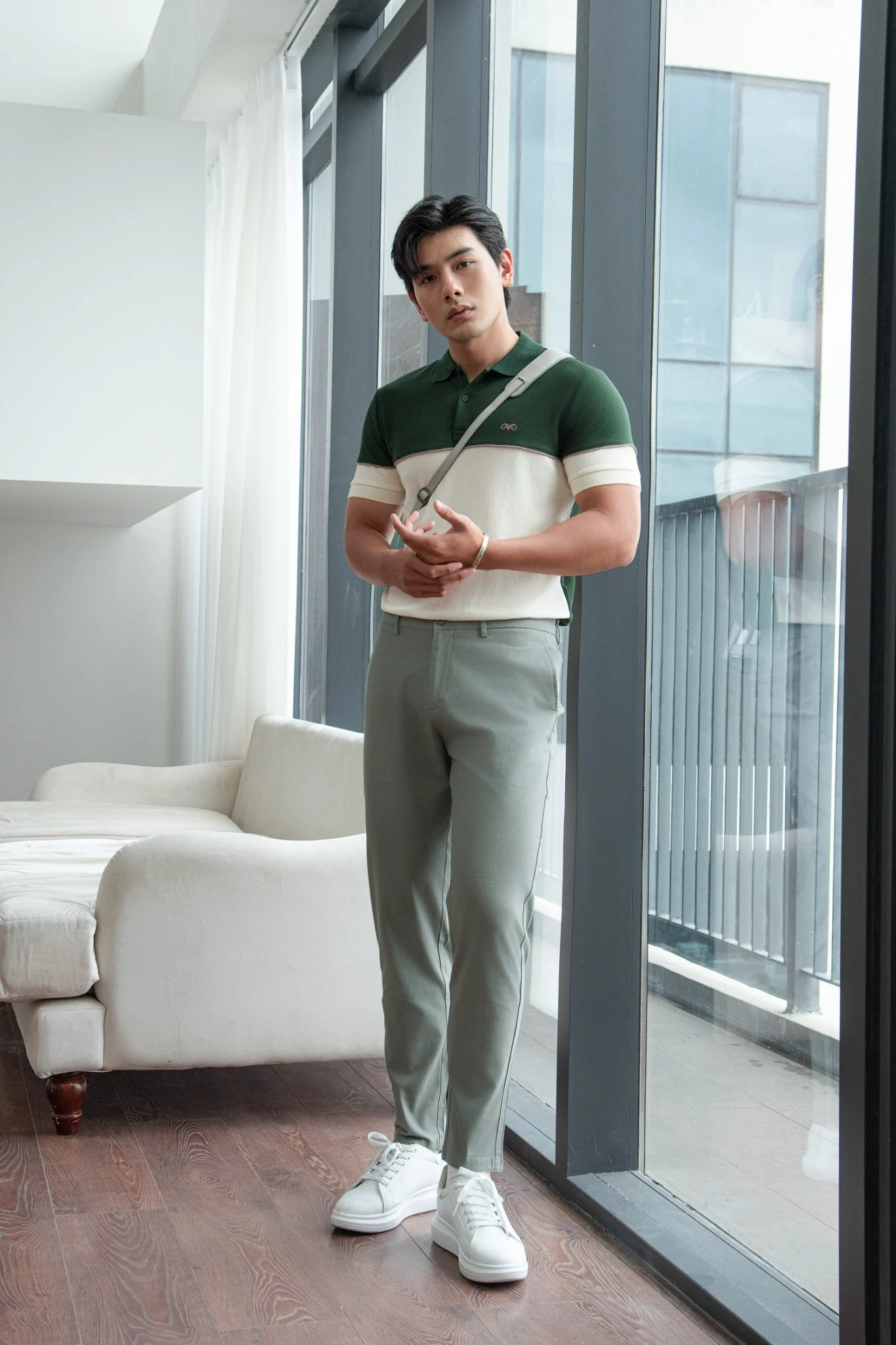 POLO NAM 8885AG-SLIM FIT RÊU KEM