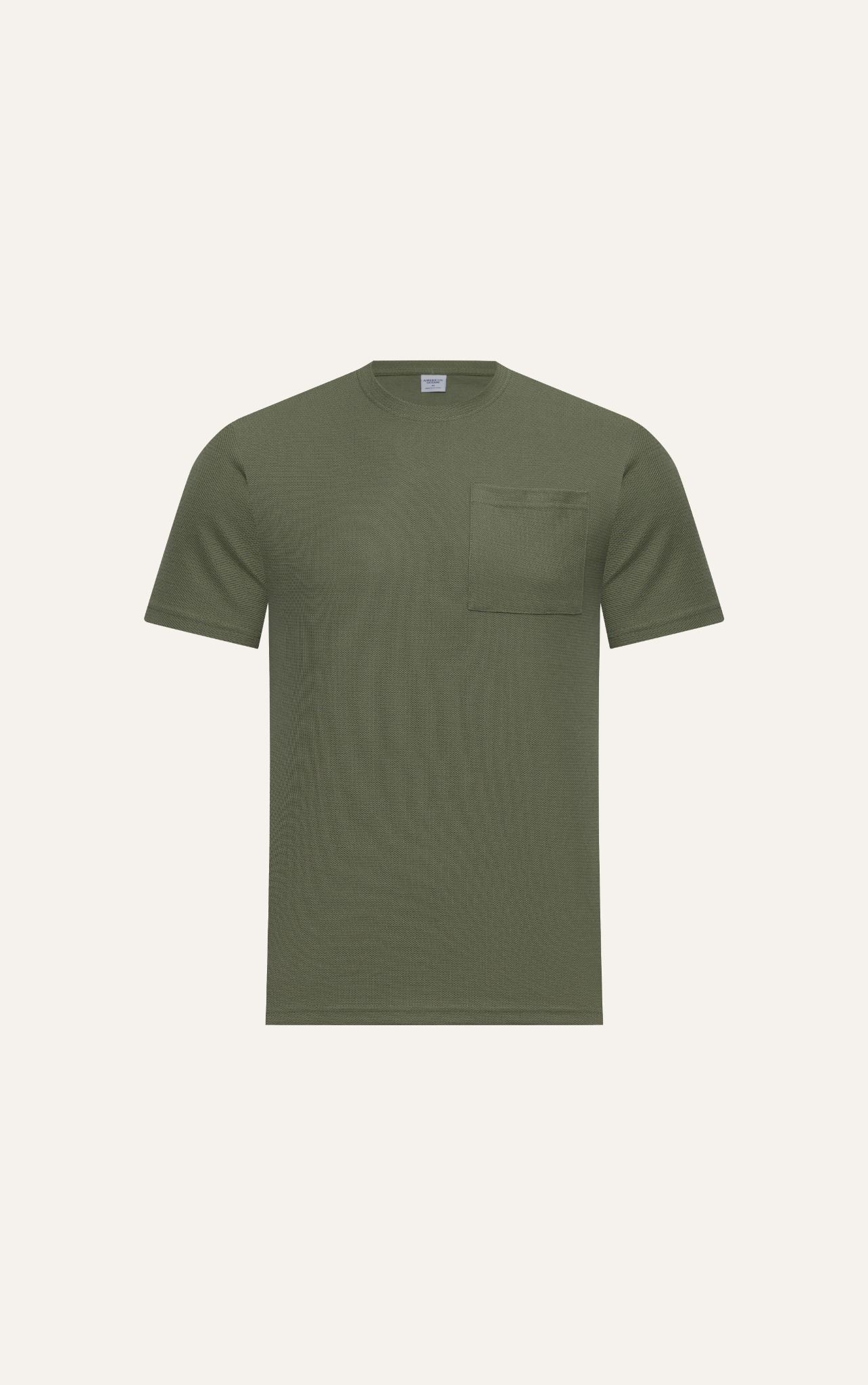 ÁO THUN NAM T663-REGULAR FIT RÊU LỢT CÓ TÚI