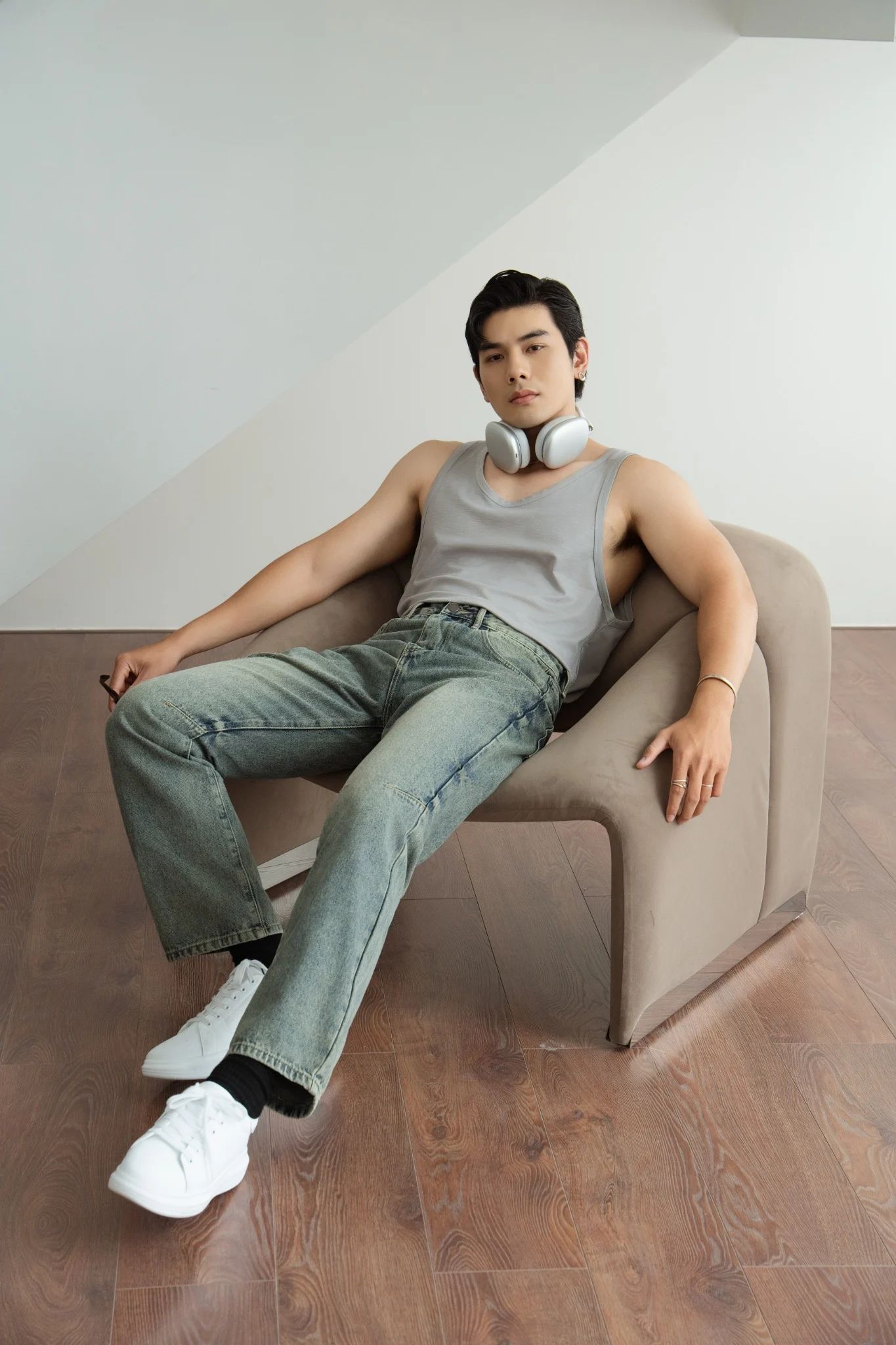 ÁO THUN NAM HI081-LOOSE FIT TANK TOP XÁM CHÌ