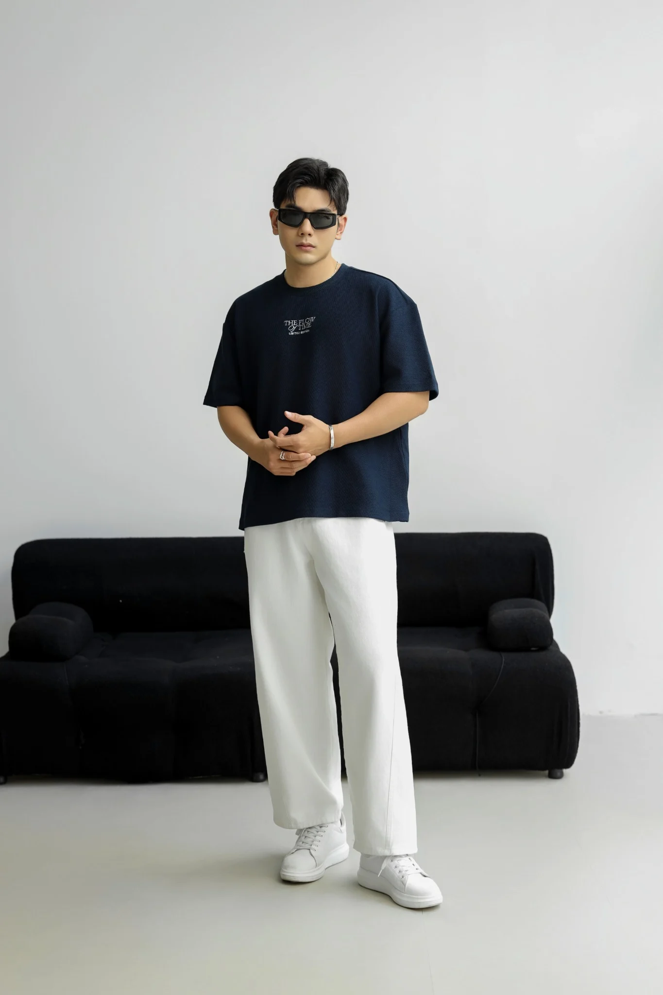 ÁO THUN NAM HT07-LOOSE FIT XANH ĐEN