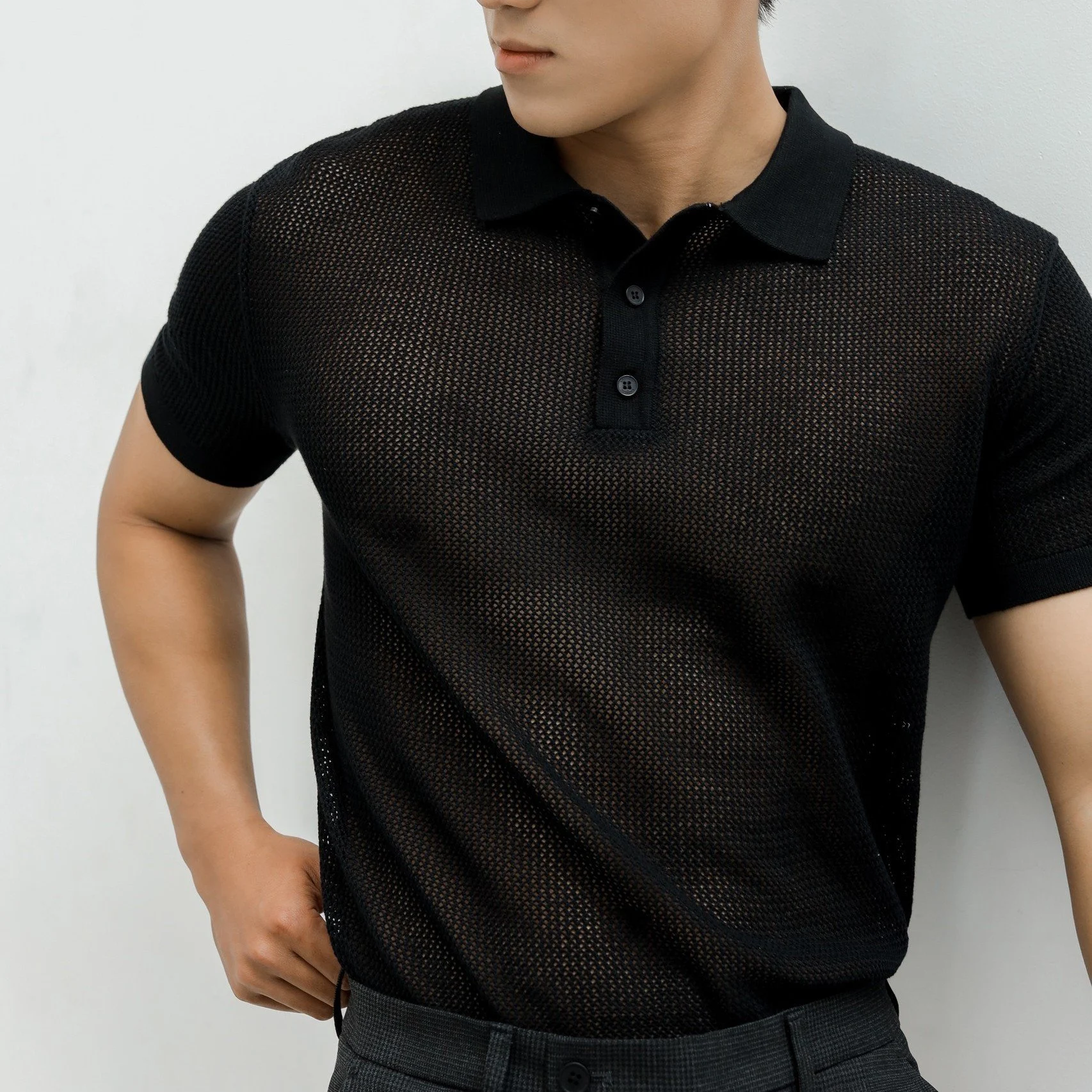 POLO NAM DỆT KIM N712-REGULAR FIT ĐEN