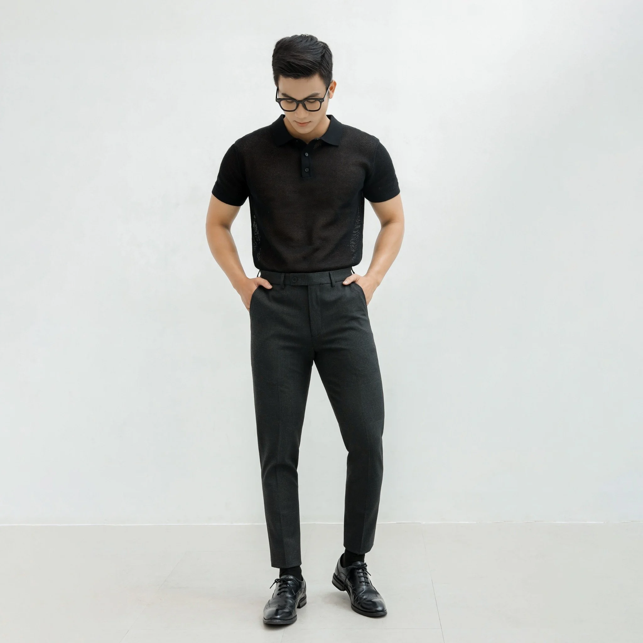 POLO NAM DỆT KIM N712-REGULAR FIT ĐEN