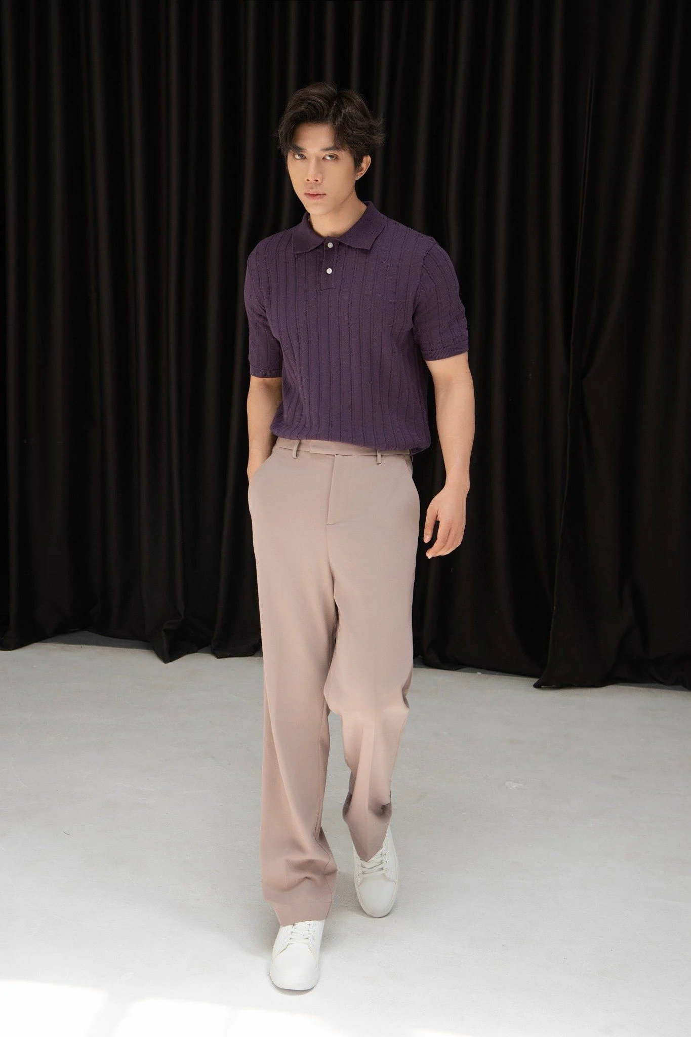 POLO NAM DỆT KIM N713-REGULAR FIT TÍM THAN