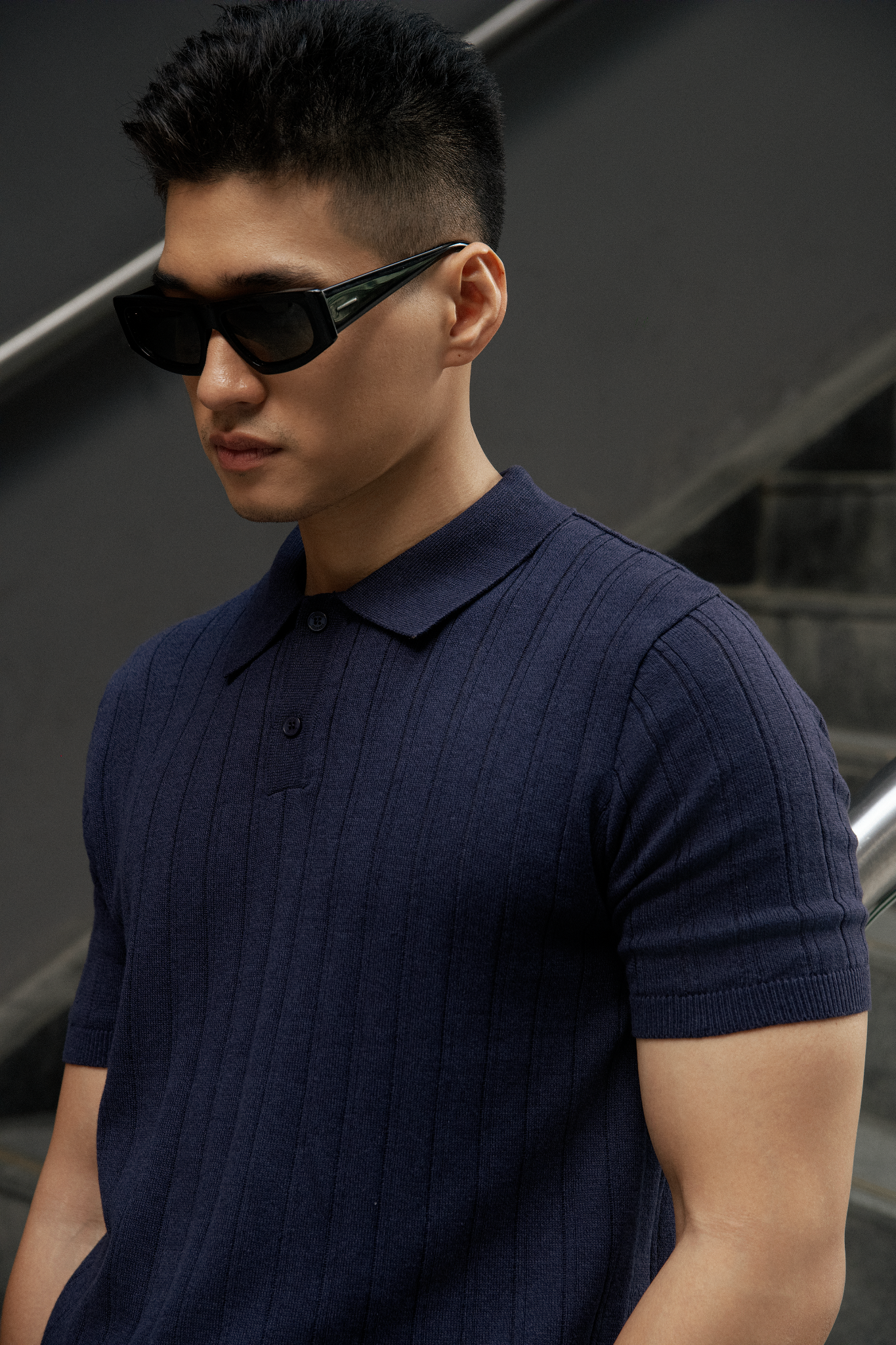 POLO NAM DỆT KIM N717-REGULAR FIT XANH ĐEN