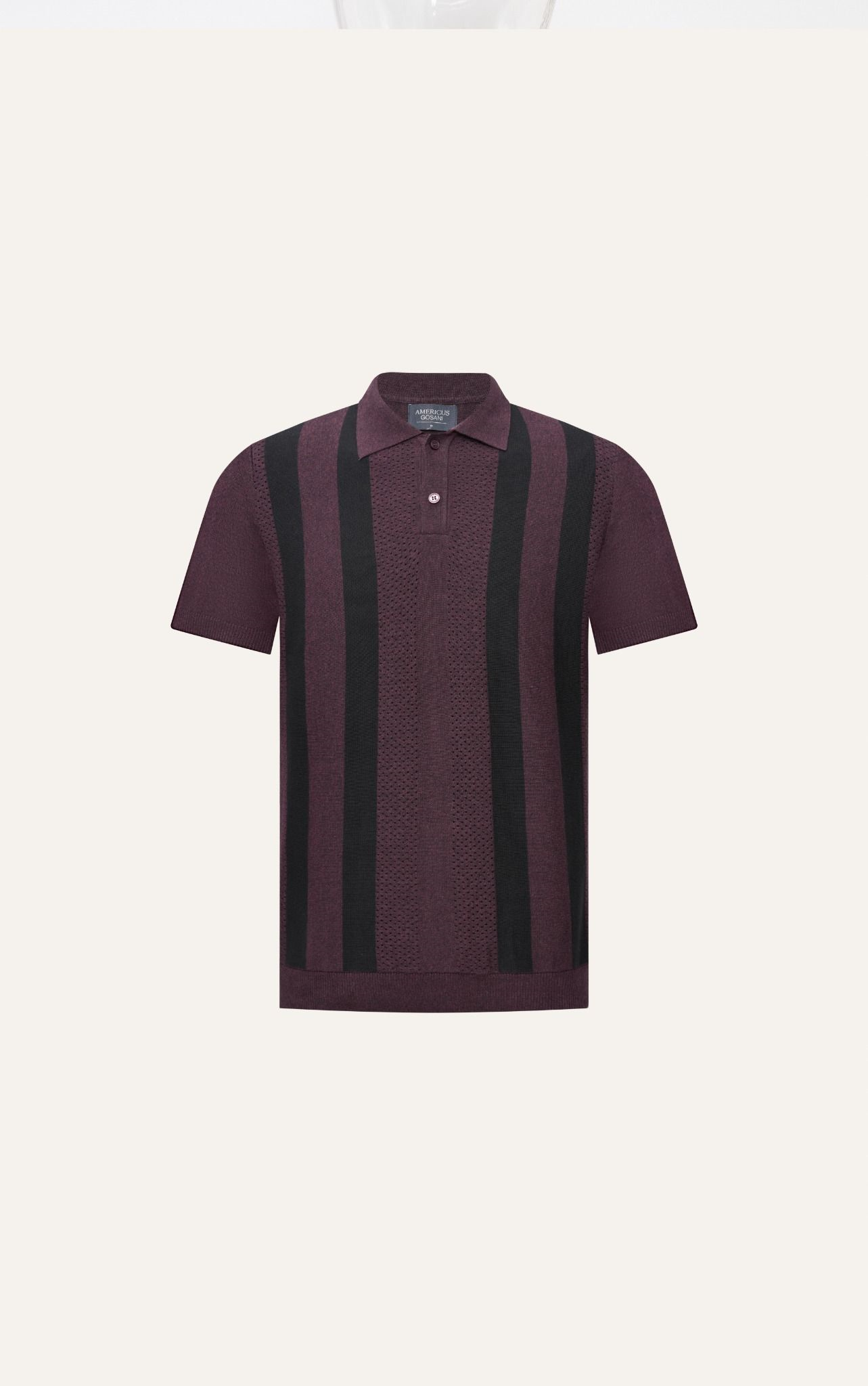 POLO NAM DỆT KIM N729-REGULAR FIT ĐỎ ĐÔ SỌC ĐEN