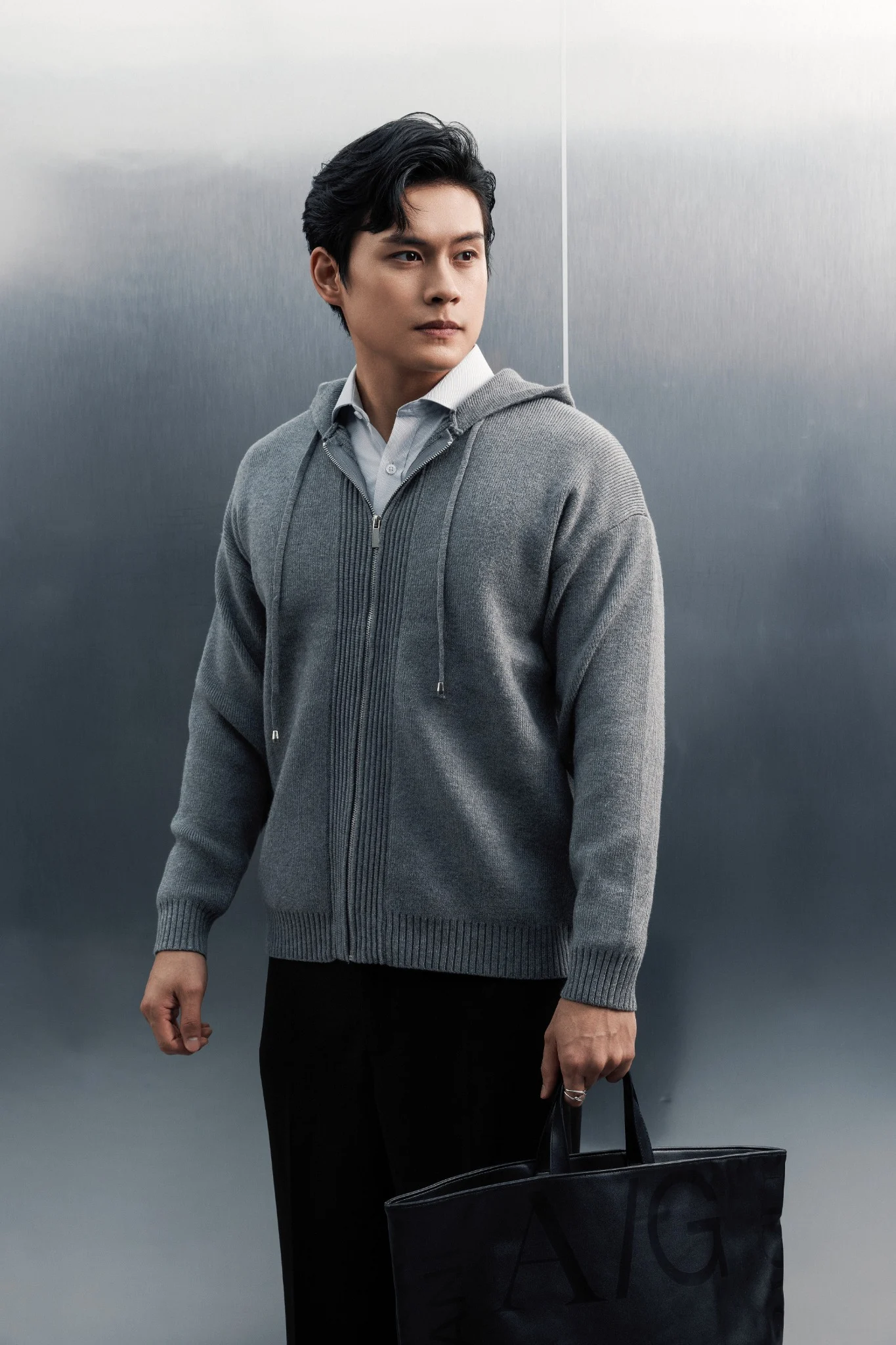 KHOÁC NAM DỆT KIM N731-REGULAR FIT XÁM