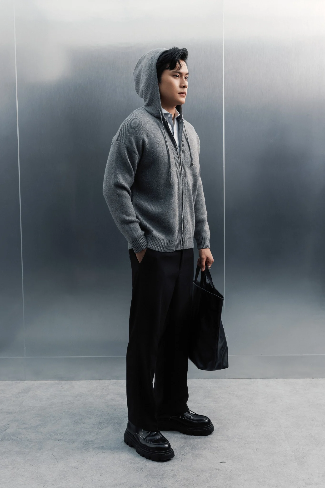 KHOÁC NAM DỆT KIM N731-REGULAR FIT XÁM