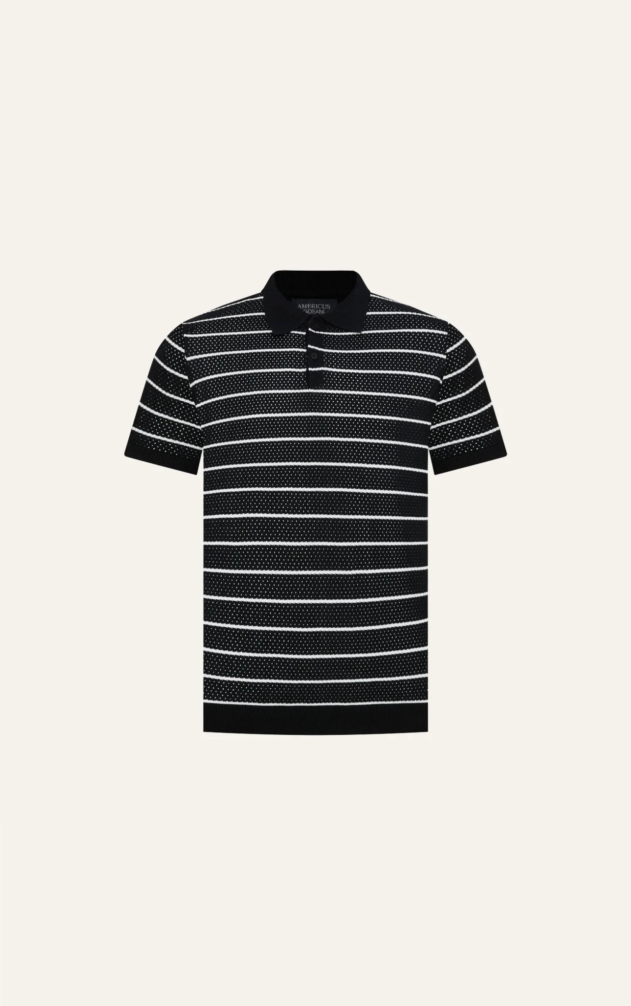 POLO NAM DỆT KIM N735-REGULAR FIT ĐEN TRẮNG