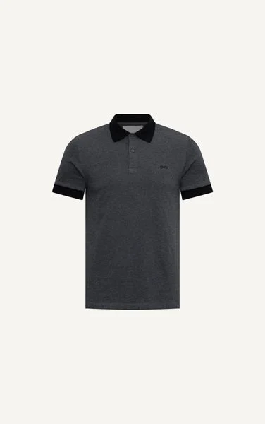 POLO NAM PP005-REGULAR FIT XÁM CỔ ĐEN