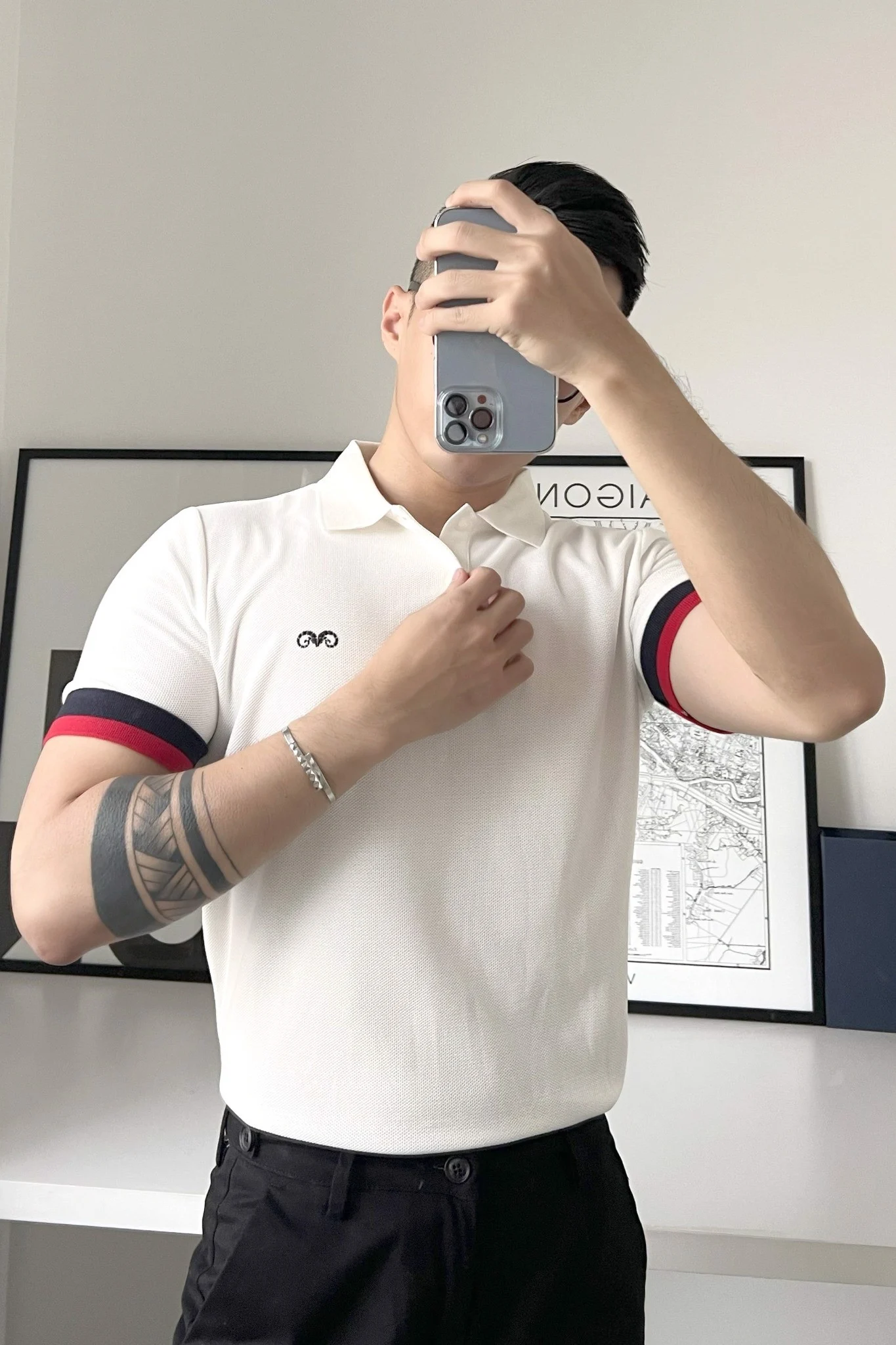 POLO NAM 8816-ĐỎ XANH BO TAY