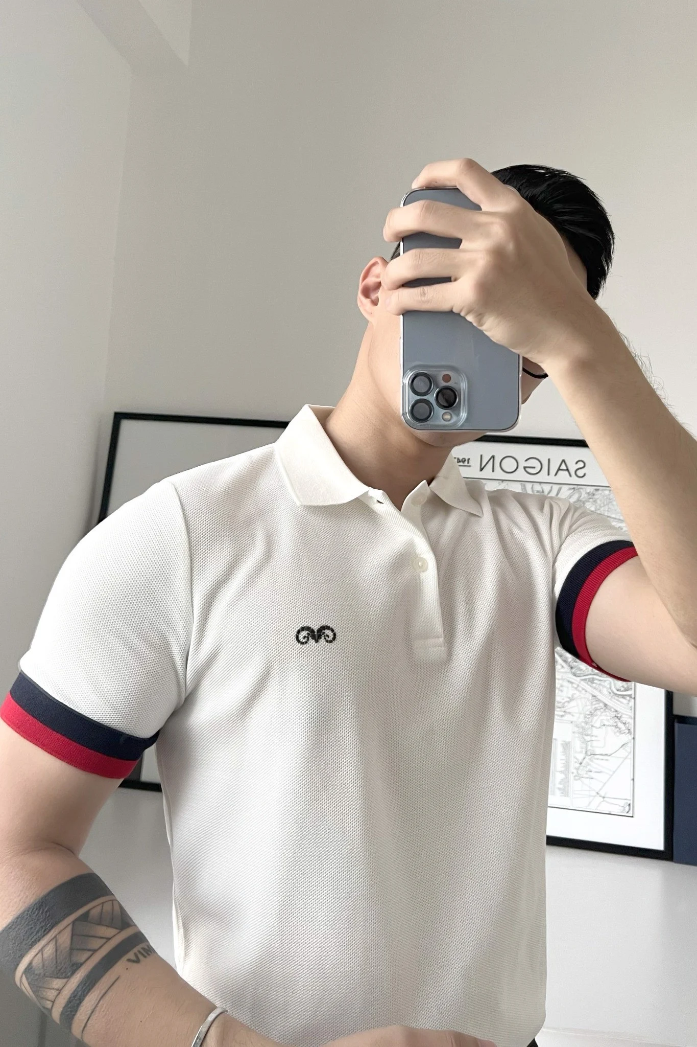 POLO NAM 8816-ĐỎ XANH BO TAY