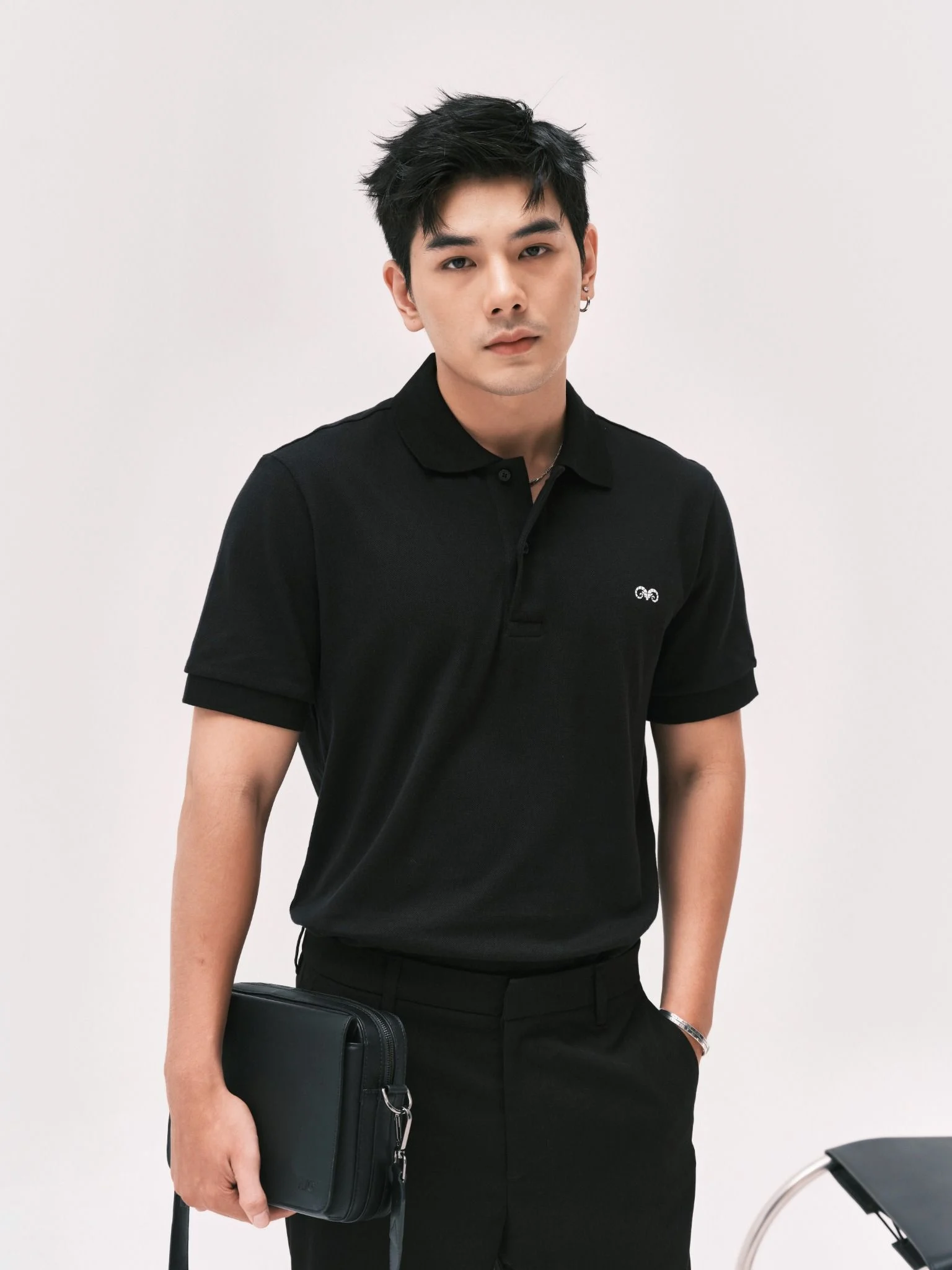 POLO NAM FORM RỘNG PP001-ĐEN