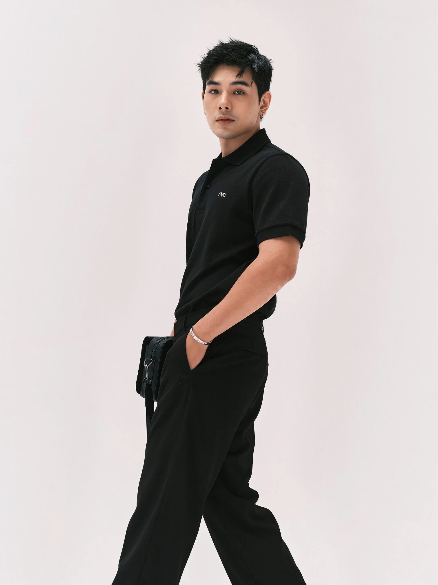 POLO NAM FORM RỘNG PP001-ĐEN