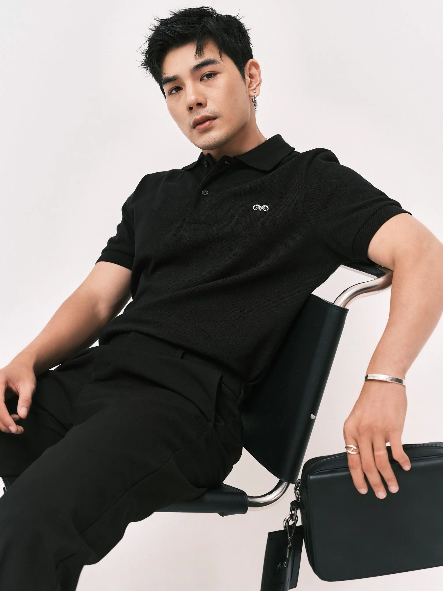 POLO NAM FORM RỘNG PP001-ĐEN