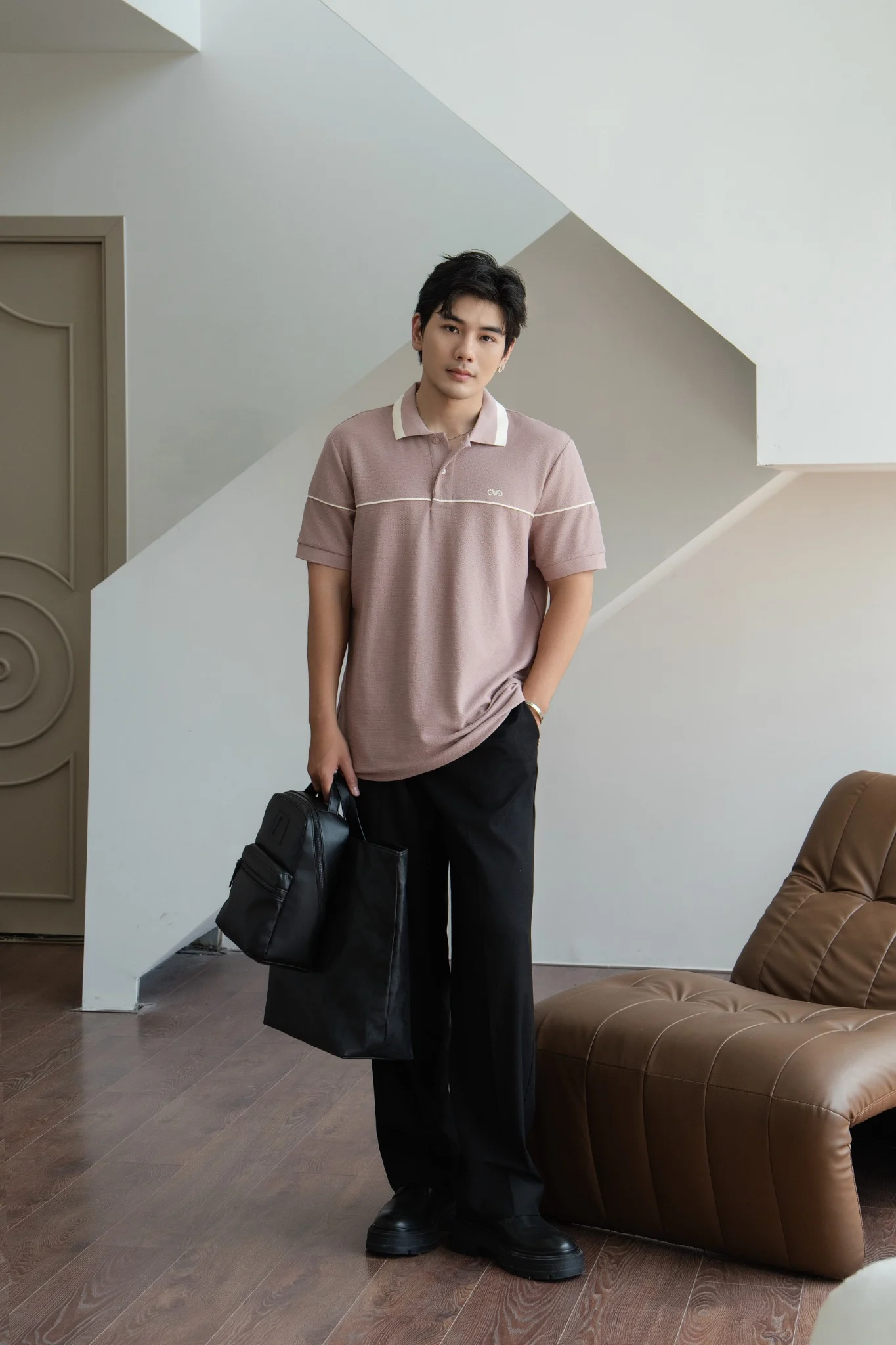 POLO NAM PP002-HỒNG CHỈ KEM NGỰC