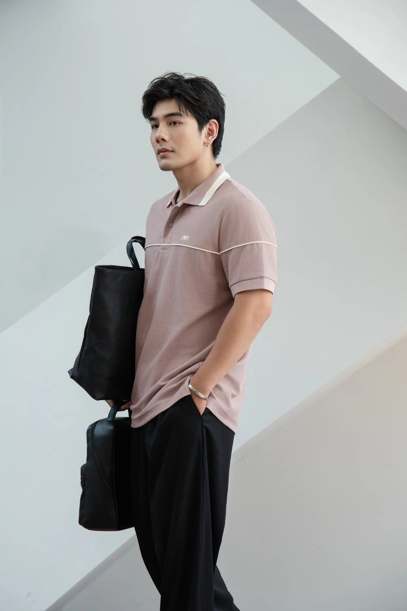 POLO NAM PP002-HỒNG CHỈ KEM NGỰC