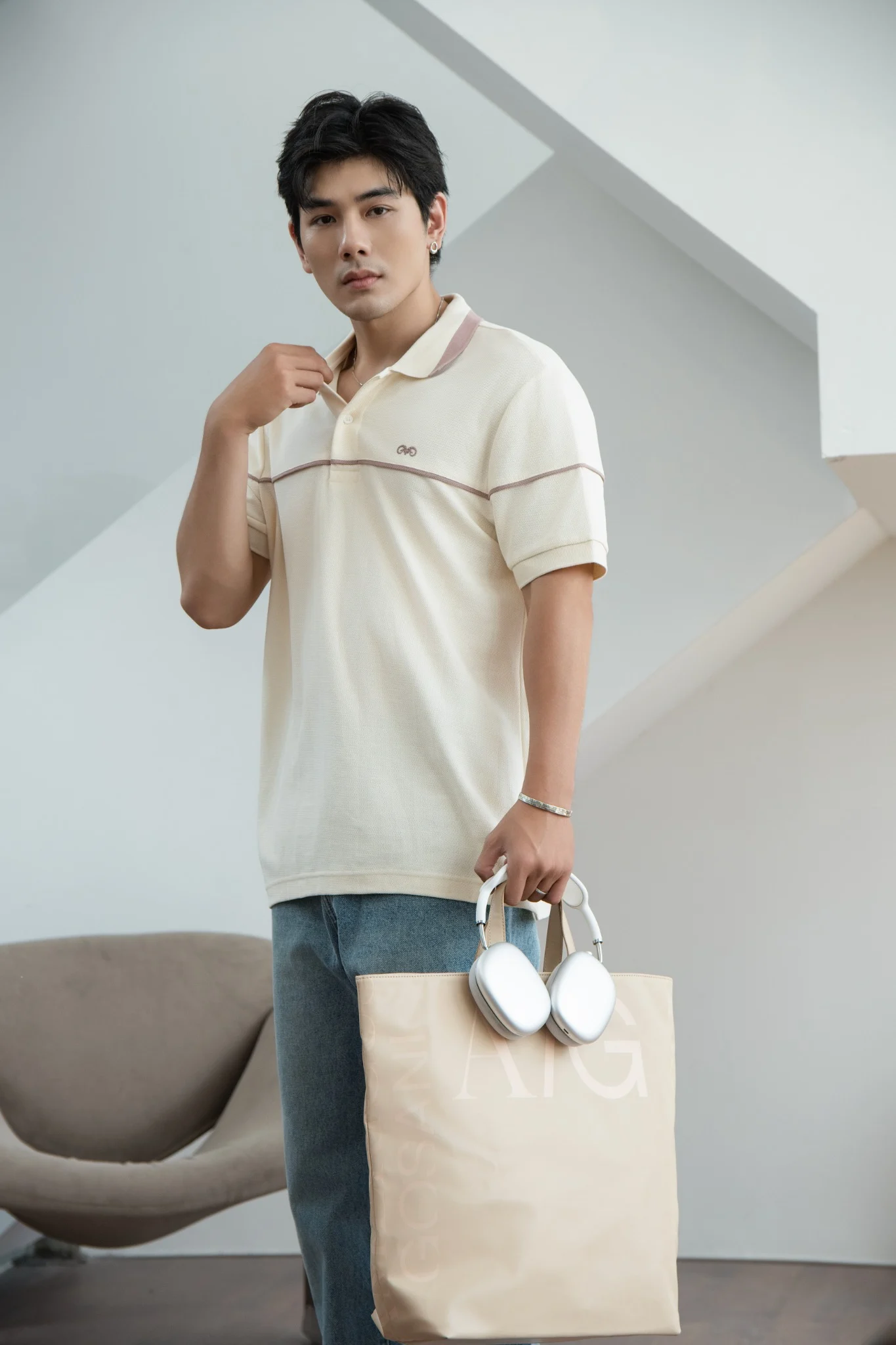 POLO NAM PP002-KEM CHỈ HỒNG NGỰC
