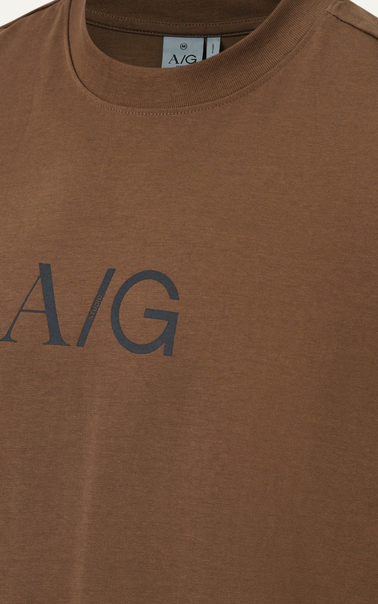 ÁO THUN NAM T738-LOOSE FIT NÂU BR IN AG