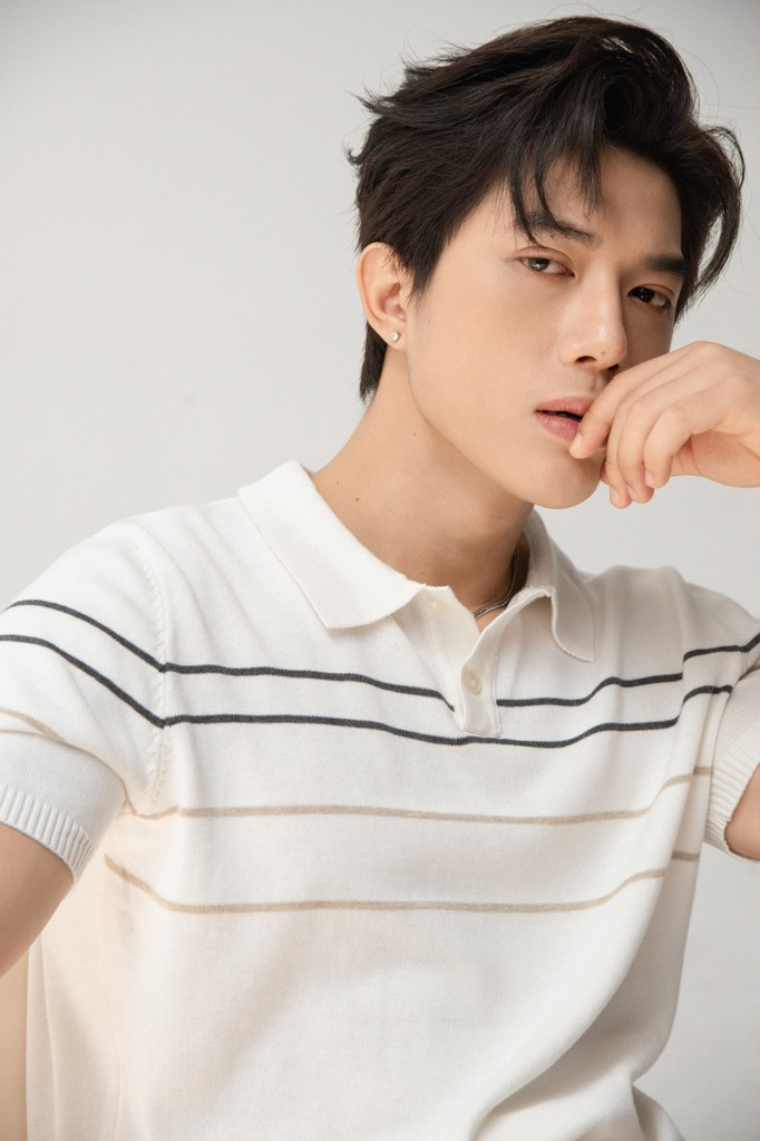 POLO NAM DỆT KIM N715-REGULAR FIT TRẮNG CHỈ ĐEN