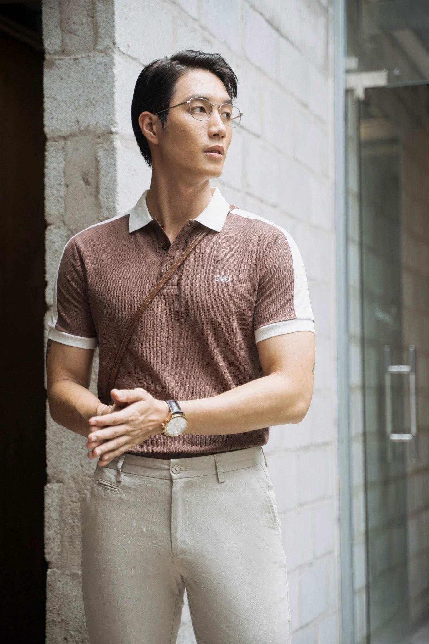 POLO NAM 8687- NÂU VAI TRẮNG