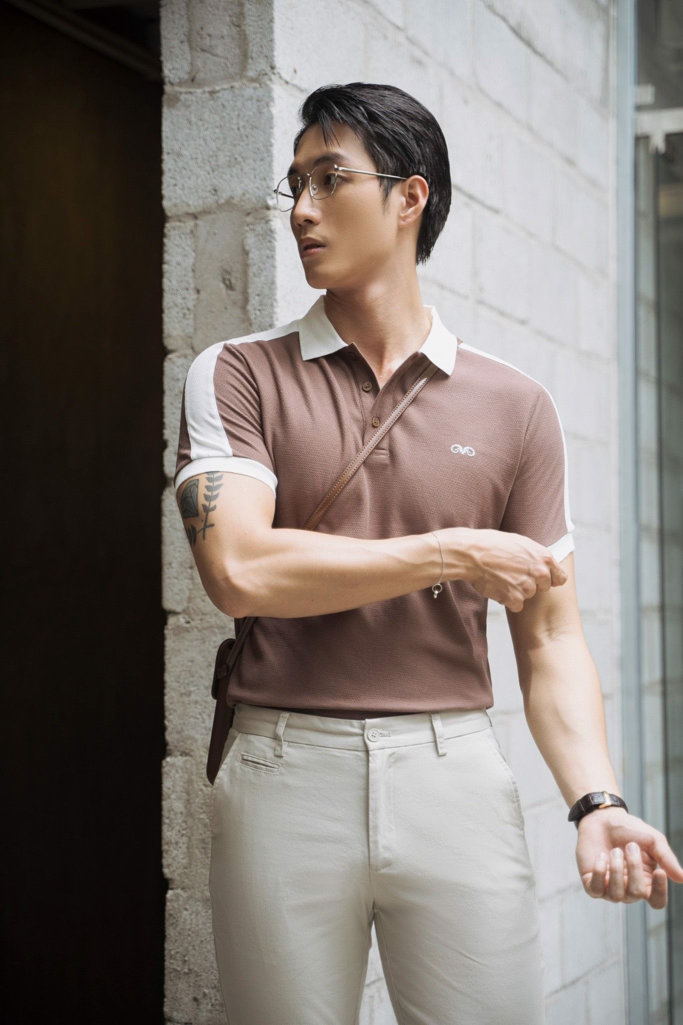 POLO NAM 8687- NÂU VAI TRẮNG