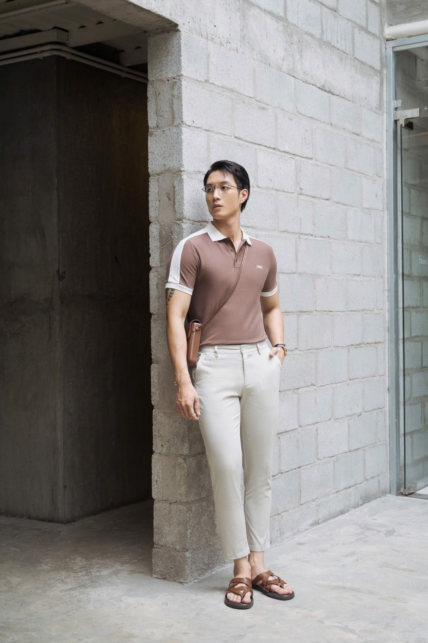 POLO NAM 8687- NÂU VAI TRẮNG
