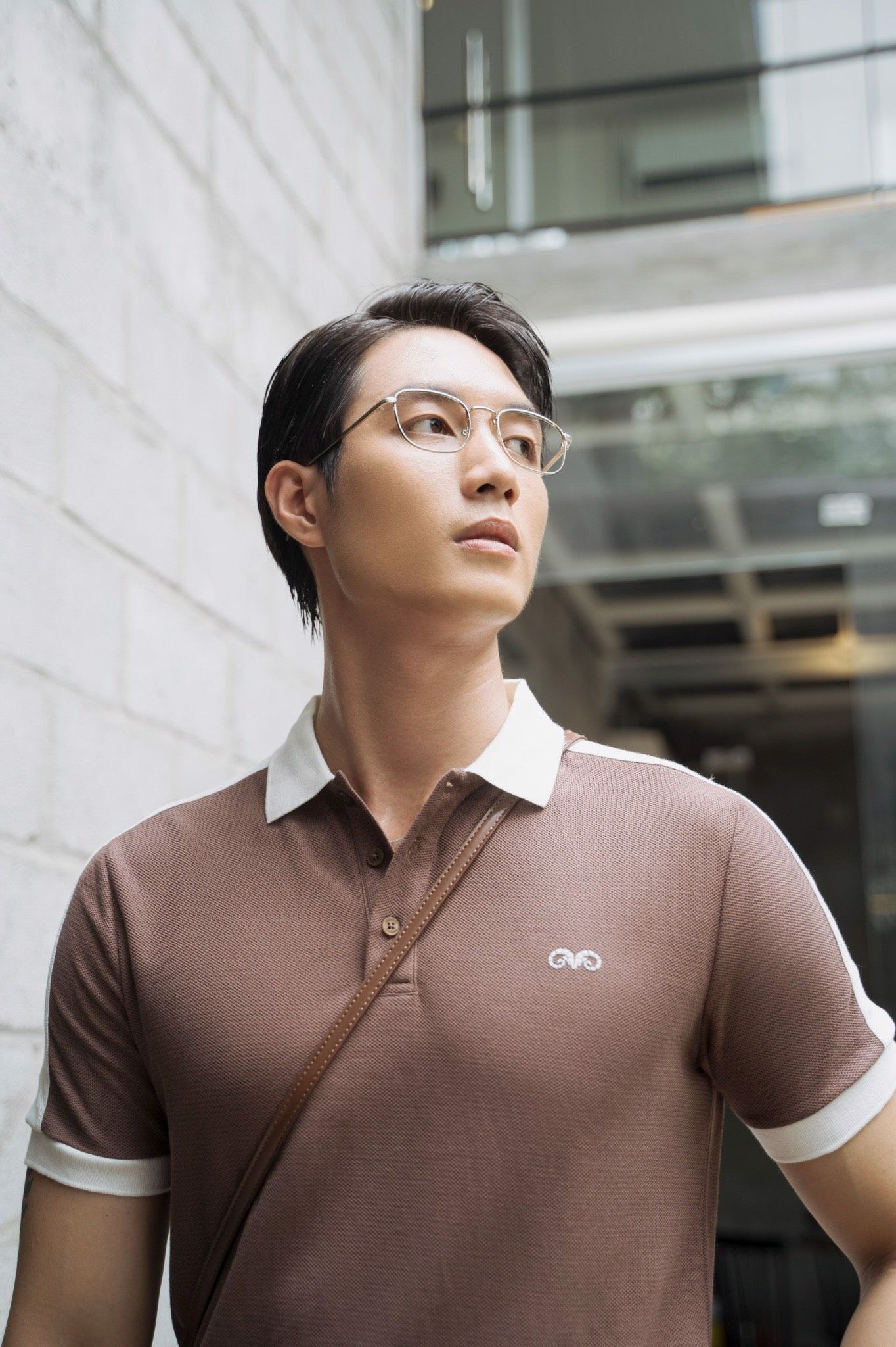 POLO NAM 8687- NÂU VAI TRẮNG